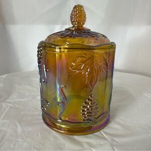 Indiana Glass Iridescent Gold and Purple Jar